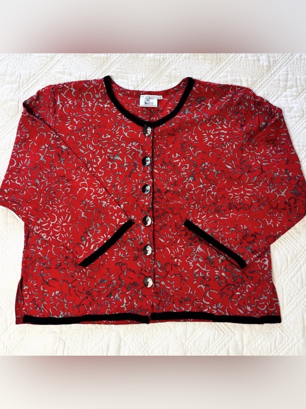 Very Vineyard Batik Cropped Lightweight Jacket Coastal Grandma Size Medium